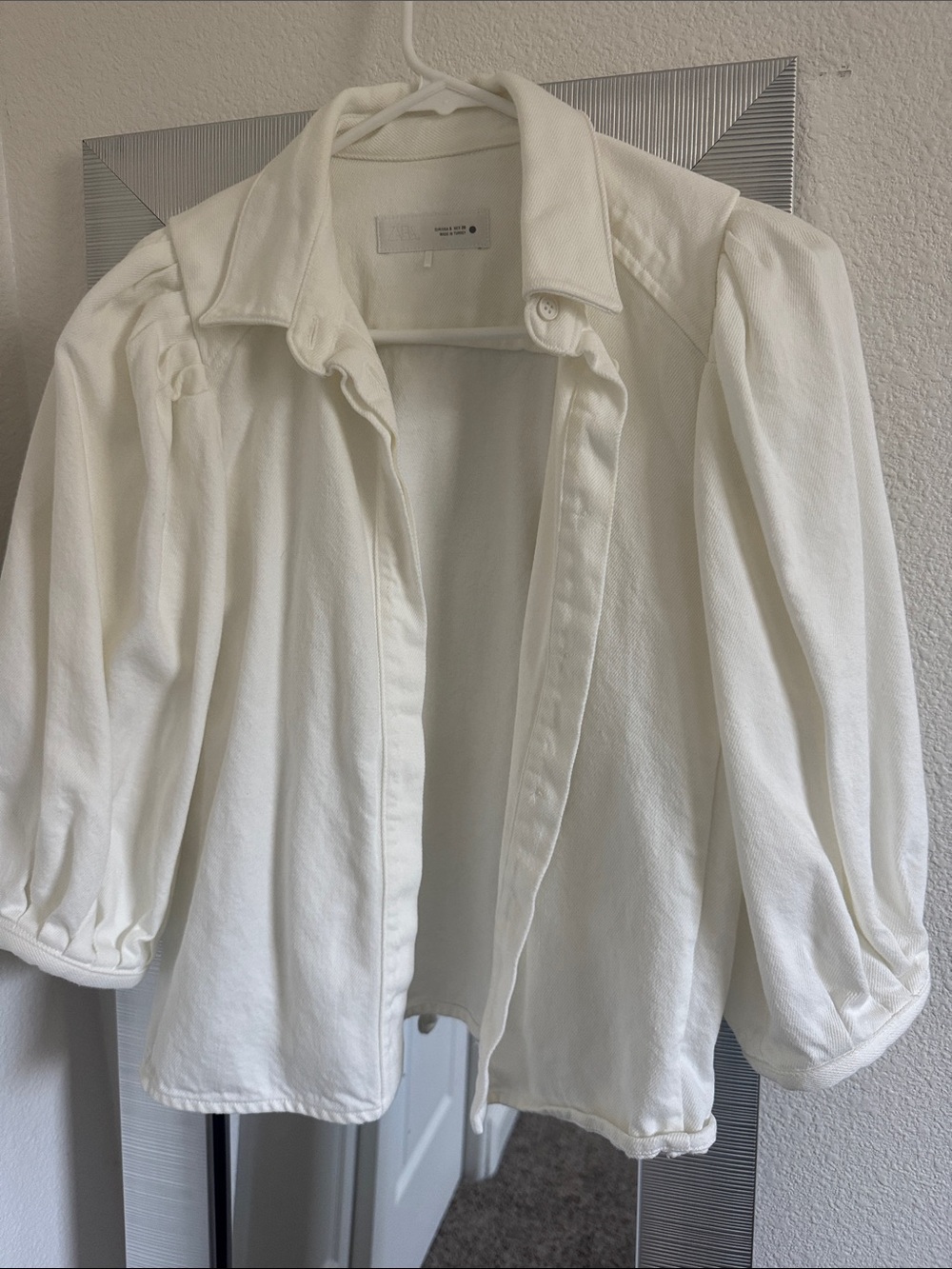 Zara Ivory Puff-Sleeve Blazer Jacket
